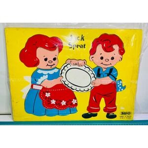 SIFO Jack Sprat Wood Puzzle Game Girl Boy 12 X 9 Inch Toy Game Colorful Vintage